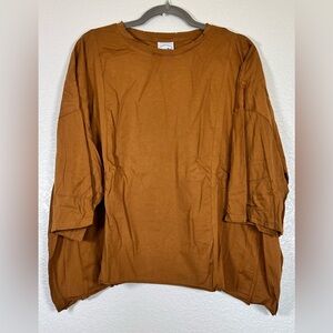 Copper-brown loose fit cropped tee, size 3X